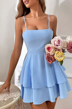 Load image into Gallery viewer, Simple Spaghetti Straps Keyhole Back 2 Layers Graduation Dress