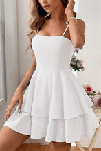 Load image into Gallery viewer, Simple Spaghetti Straps Keyhole Back 2 Layers Graduation Dress