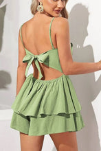 Load image into Gallery viewer, Simple Spaghetti Straps Keyhole Back 2 Layers Graduation Dress