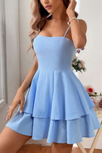 Load image into Gallery viewer, Simple Spaghetti Straps Keyhole Back 2 Layers Graduation Dress