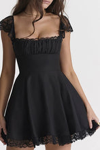 Load image into Gallery viewer, Cute A-Line Square Neck Lace Cap Sleeves Little White Graduation Dress