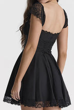 Load image into Gallery viewer, Cute A-Line Square Neck Lace Cap Sleeves Little White Graduation Dress