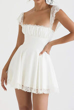 Load image into Gallery viewer, Cute A-Line Square Neck Lace Cap Sleeves Little White Graduation Dress
