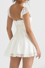 Load image into Gallery viewer, Cute A-Line Square Neck Lace Cap Sleeves Little White Graduation Dress
