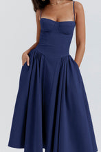 Load image into Gallery viewer, Simple A-Line Spaghetti Straps Tea Length Graduation Party Dress