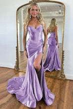 Load image into Gallery viewer, Green Gorgeous Mermaid Sweetheart Satin Prom Dress With Split