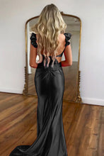 Load image into Gallery viewer, Hot Pink Satin Cutout Waist Mermaid Long Prom Dress With Flower