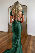 Load image into Gallery viewer, Hot Pink Satin Cutout Waist Mermaid Long Prom Dress With Flower