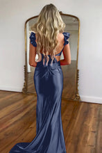 Load image into Gallery viewer, Hot Pink Satin Cutout Waist Mermaid Long Prom Dress With Flower