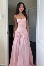 Load image into Gallery viewer, Cute A Line Spaghetti Straps Light Pink Long Prom Dress with Ruffles