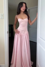 Load image into Gallery viewer, Cute A Line Spaghetti Straps Light Pink Long Prom Dress with Ruffles