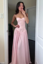 Load image into Gallery viewer, Cute A Line Spaghetti Straps Light Pink Long Prom Dress with Ruffles