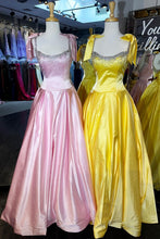 Load image into Gallery viewer, Pretty A Line Spaghetti Straps Pink Long Prom Dress with Beading