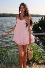 Load image into Gallery viewer, Pretty A Line Spaghetti Straps Pink Short Homecoming Dress with Ruffles