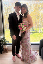 Load image into Gallery viewer, Pretty Mermaid Spaghetti Straps Pink Corset Prom Dress with Appliques