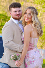 Load image into Gallery viewer, Pretty Mermaid Spaghetti Straps Pink Corset Prom Dress with Appliques