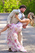 Load image into Gallery viewer, Pretty Mermaid Spaghetti Straps Pink Corset Prom Dress with Appliques