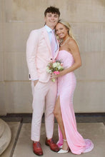 Load image into Gallery viewer, Pretty Mermaid Strapless Pink Long Prom Dress with Pearls