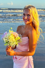 Load image into Gallery viewer, Pretty Sheath Strapless Light Pink Corset Homecoming Dress with Ruched