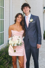 Load image into Gallery viewer, Pretty Sheath Strapless Light Pink Corset Homecoming Dress with Ruched