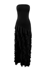 Load image into Gallery viewer, Pretty Sheath Strapless Pink Long Party Dress with Ruffles Split Front