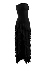 Load image into Gallery viewer, Pretty Sheath Strapless Pink Long Party Dress with Ruffles Split Front