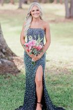 Load image into Gallery viewer, Pretty Mermaid Strapless Pink Long Prom Dress with Pearls