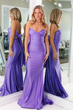 Load image into Gallery viewer, Pretty Mermaid Sweetheart Yellow Long Prom Dress with Bowknot Back