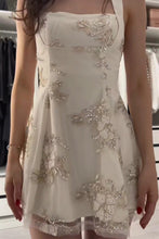 Load image into Gallery viewer, Princess-Inspired White Strapless Homecoming Dress with Embroidered Flowers