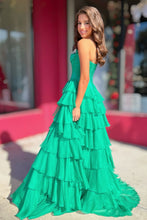 Load image into Gallery viewer, Princess A Line Strapless Hot Pink Corset Prom Dress with Beading Ruffles