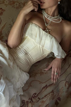 Load image into Gallery viewer, Princess A Line Sweetheart Ivory Corset Party Dress with Ruffles Criss Cross Back