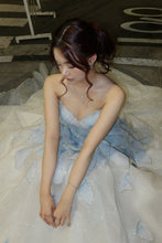 Load image into Gallery viewer, Luxurious A Line Sweetheart Light Blue Long Prom Dress with Beading