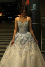 Load image into Gallery viewer, Luxurious A Line Sweetheart Light Blue Long Prom Dress with Beading