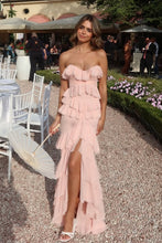 Load image into Gallery viewer, Princess Sheath Sweetheart Pink Long Prom Dress with Ruffles