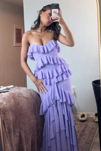 Load image into Gallery viewer, Princess Sheath Sweetheart Pink Long Prom Dress with Ruffles