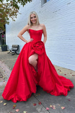 Load image into Gallery viewer, Trendy A Line Strapless Red Corset Prom Dress with 3D Flowers