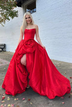 Load image into Gallery viewer, Trendy A Line Strapless Red Corset Prom Dress with 3D Flowers