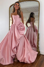 Load image into Gallery viewer, Trendy A Line Strapless Red Corset Prom Dress with 3D Flowers