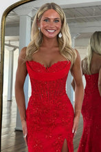 Load image into Gallery viewer, Charming Mermaid Sweetheart Yellow Corset Prom Dress with Appliques