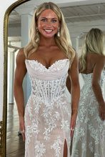 Load image into Gallery viewer, Charming Mermaid Sweetheart Yellow Corset Prom Dress with Appliques