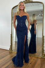 Load image into Gallery viewer, Charming Mermaid Sweetheart Yellow Corset Prom Dress with Appliques