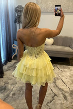Load image into Gallery viewer, Pretty A Line Sweety Pink Corset Homecoming Dress with Appliques Beading