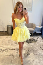 Load image into Gallery viewer, Pretty A Line Sweety Pink Corset Homecoming Dress with Appliques Beading