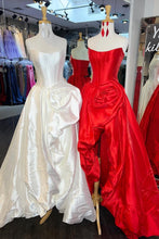 Load image into Gallery viewer, Trendy A Line Strapless Red Corset Prom Dress with 3D Flowers
