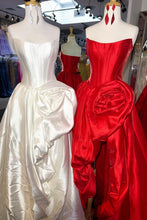 Load image into Gallery viewer, Trendy A Line Strapless Red Corset Prom Dress with 3D Flowers