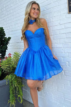 Load image into Gallery viewer, Royal Blue A-Line Sweetheart Zipper Back Short Homecoming Dress