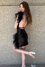 Load image into Gallery viewer, Sexy Black V-Neck Short Glitter Homecoming Dress With Feather
