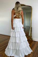 Load image into Gallery viewer, Luxurious Sparkly Mermaid Halter Long Tiered Beaded Prom Dress with High Slit