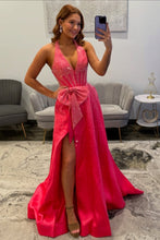 Load image into Gallery viewer, Shine A Line Halter Neck Candy Pink Long Prom Dress with Beading