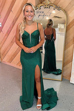 Load image into Gallery viewer, Gorgeous Red Spaghetti Straps Mermaid Long Beaded Prom Dress